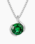 Lab-created emerald pendant necklace in sterling silver semi bezel design – Irosk Australia
