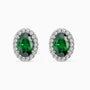 Oval Emerald Halo Stud Earrings – Sterling Silver | Irosk