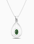 Emerald Teardrop Halo Pendant Necklace in Sterling Silver – May Birthstone | Irosk