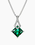Royal Emerald Pendant – Lab-Created Princess-Cut in Sterling Silver
