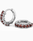 Garnet Huggies Earrings in Silver