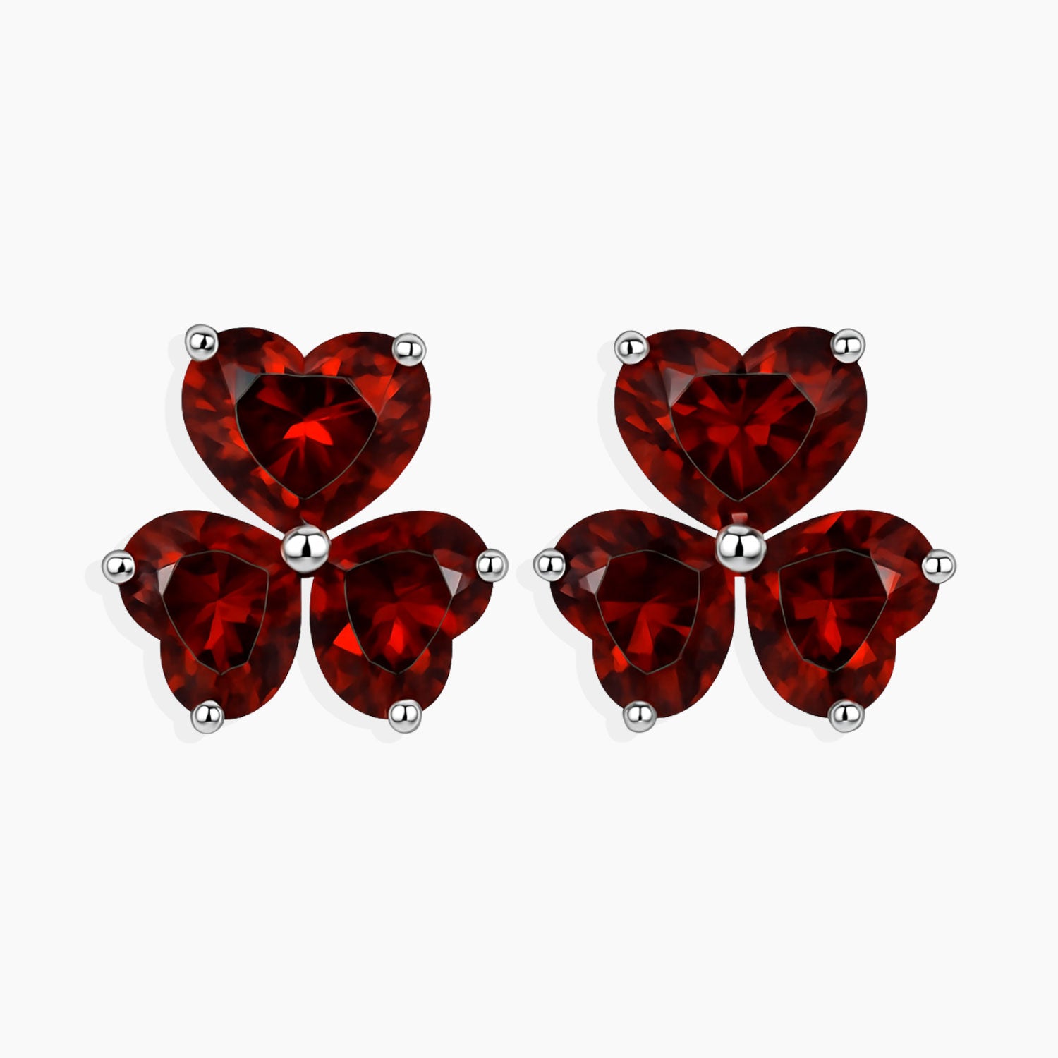 garnet stud earrings in light background