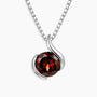 Natural Garnet pendant necklace in semi bezel sterling silver design – Irosk Australia