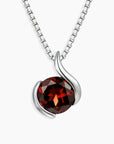 Natural Garnet pendant necklace in semi bezel sterling silver design – Irosk Australia