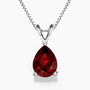 Pear-shaped garnet pendant necklace in sterling silver with box chain