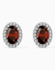 Oval Garnet Halo Stud Earrings – Sterling Silver | Irosk
