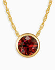 Round Garnet  Necklace Bezel Set 18 K Gold