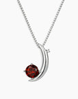 Half Moon Garnet Pendant Necklace in Sterling Silver – January Birthstone