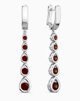 Garnet Cascade Drop Earrings – Sterling Silver – Irosk