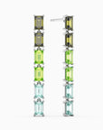 front and side view photo of green gemstone drop earrings