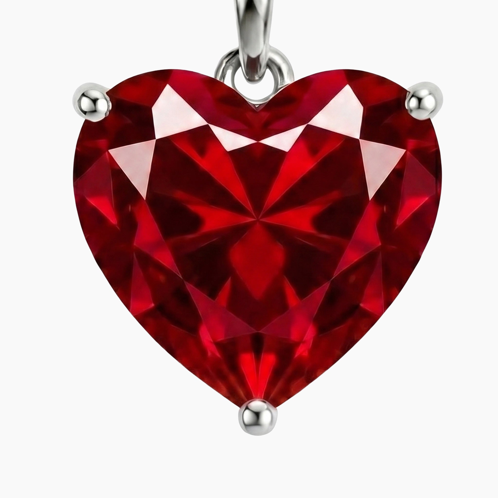 Ruby Heart Pendant Necklace in Sterling Silver | Irosk