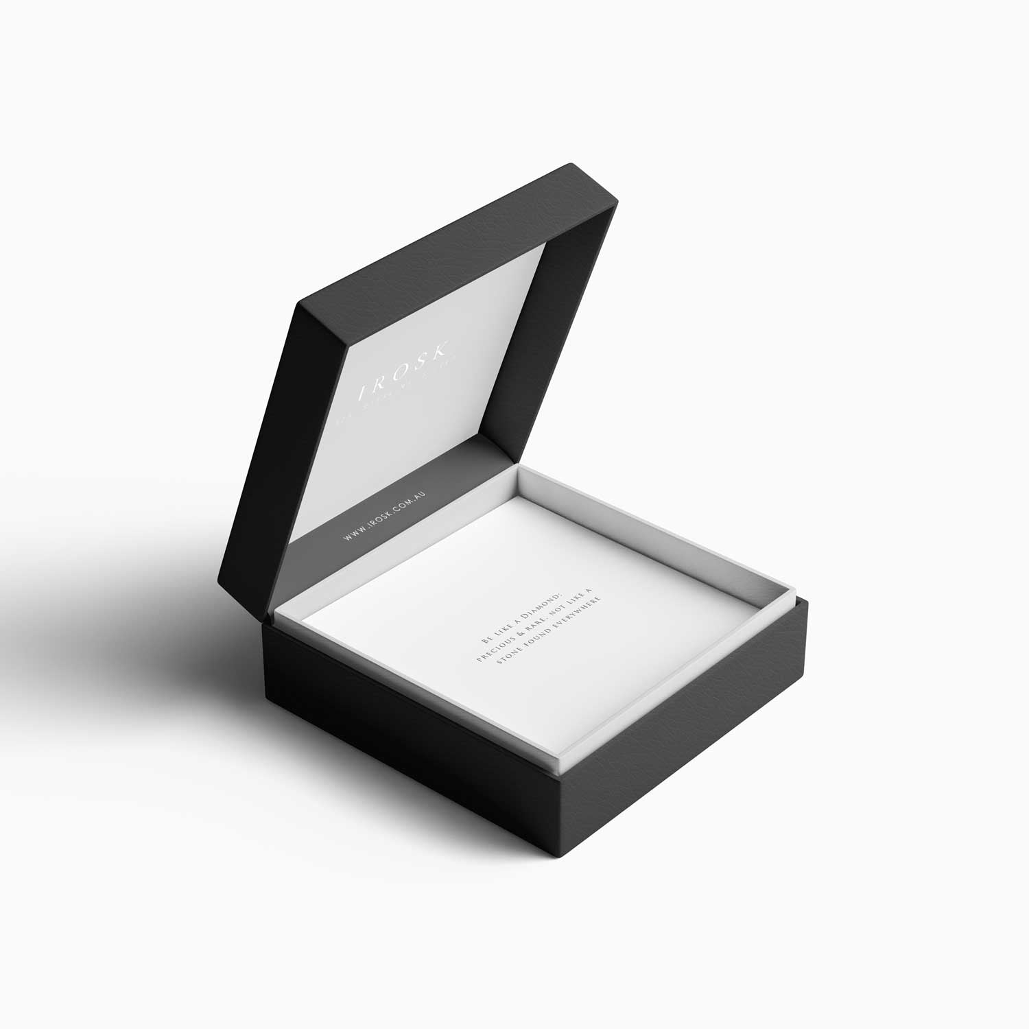 A sleek black jewellery box designed for the aquamarine pendant.
