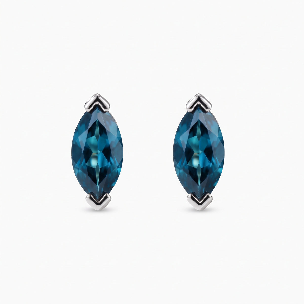 Marquise London Blue Topaz Stud Earrings in Sterling Silver | Irosk