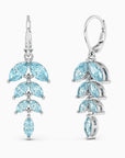 Serene Elegance: Marquise Cut Aquamarine Leaf Earrings