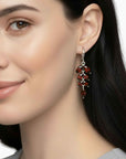 Marquise Garnet Leaf Earrings – January Birthstone