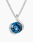 London Blue Topaz semi bezel pendant necklace in sterling silver – Irosk Australia
