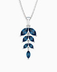 Marquise-Cut London Blue Topaz Leaf Necklace | Sterling Silver