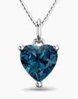 Heart Shaped London Blue Topaz Necklace in Sterling Silver