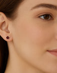 garnet earrings on model