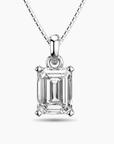 Emerald Cut Moissanite Pendant in Sterling Silver | Irosk ®