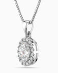 Oval Moissanite Halo Pendant Necklace – Sterling Silver Fine Jewellery | Irosk