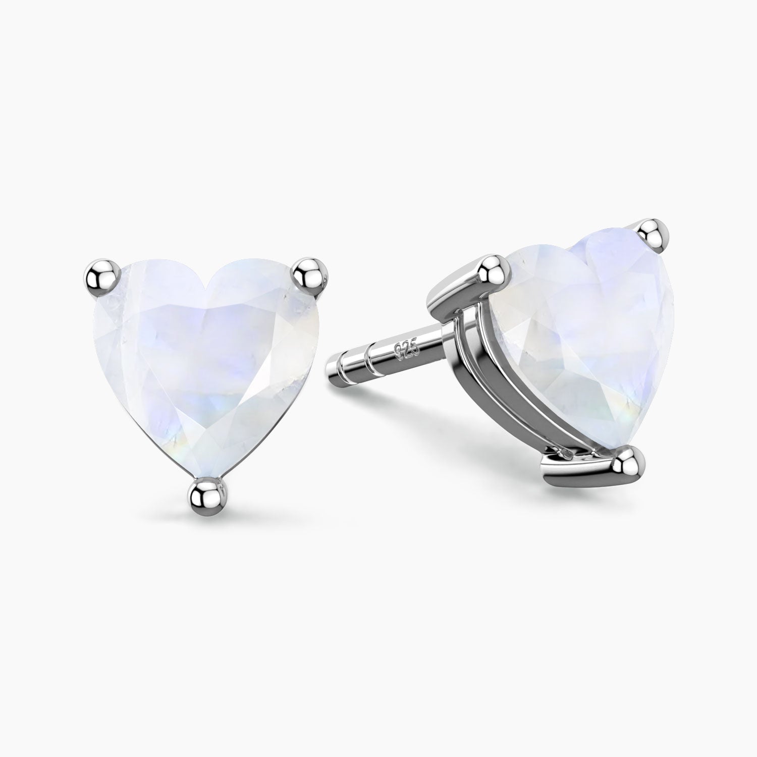 heart shape moonstone stud earrings