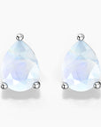 White opal pear stud earrings in silver.

