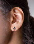 Elegant Pear Shape Black Opal Stud Earrings in Sterling Silver – Irosk ®