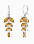 Marquise Citrine Leaf Earrings – November Birthstone