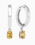Oval Shape Citrine Hoop Earrings – Elegant November Birthstone Jewellery