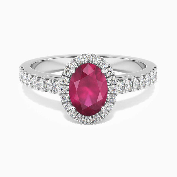 ruby oval cut halo ring