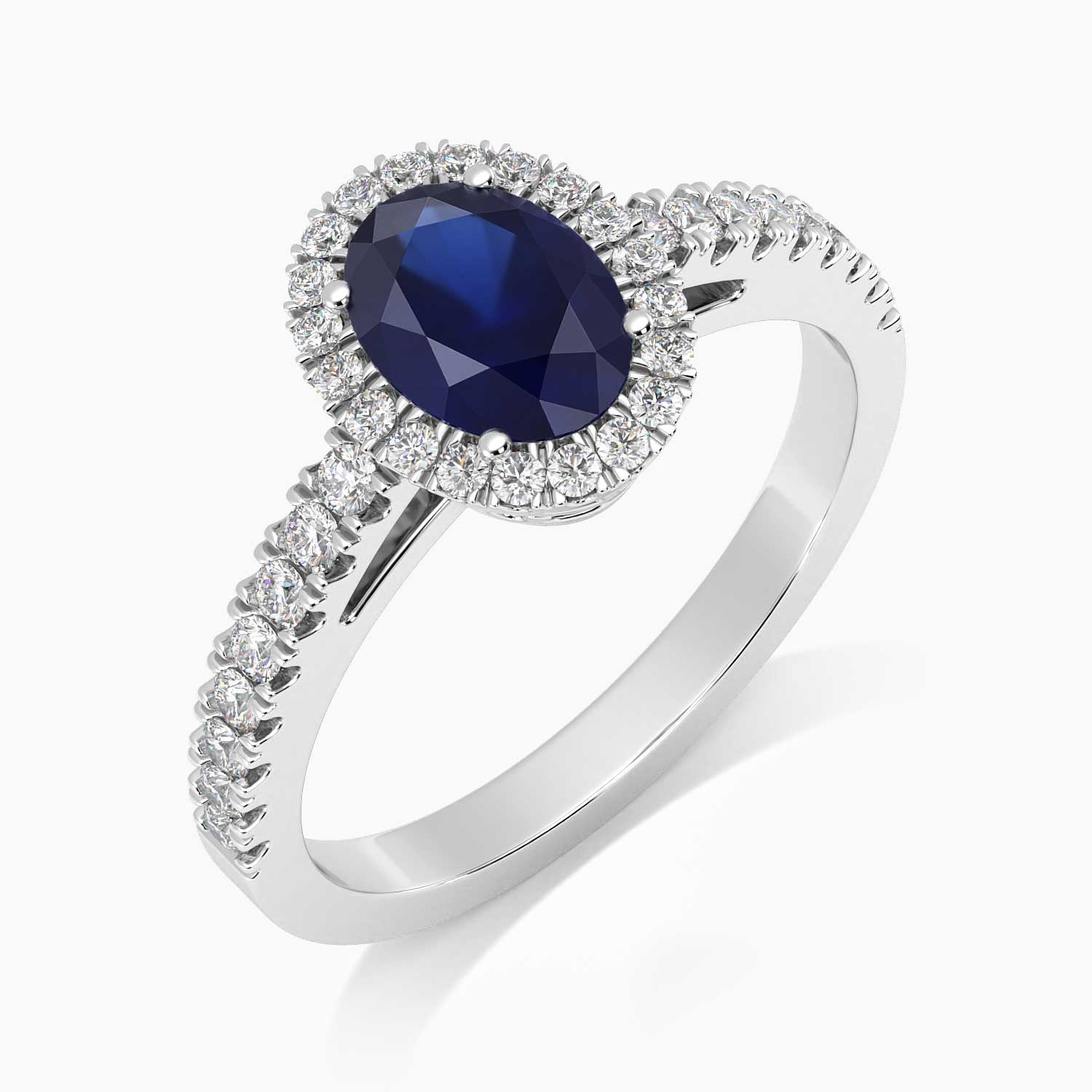 side view of oval cut sapphire ring