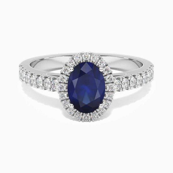 front view photo of oval cut sapphire ring