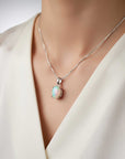 Radiant Oval White Opal Pendant Necklace in 925 Sterling Silver – Irosk ®