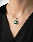Oval Emerald Pendant Necklace in Sterling Silver - Irosk Australia ®