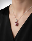 ruby oval pendant on model