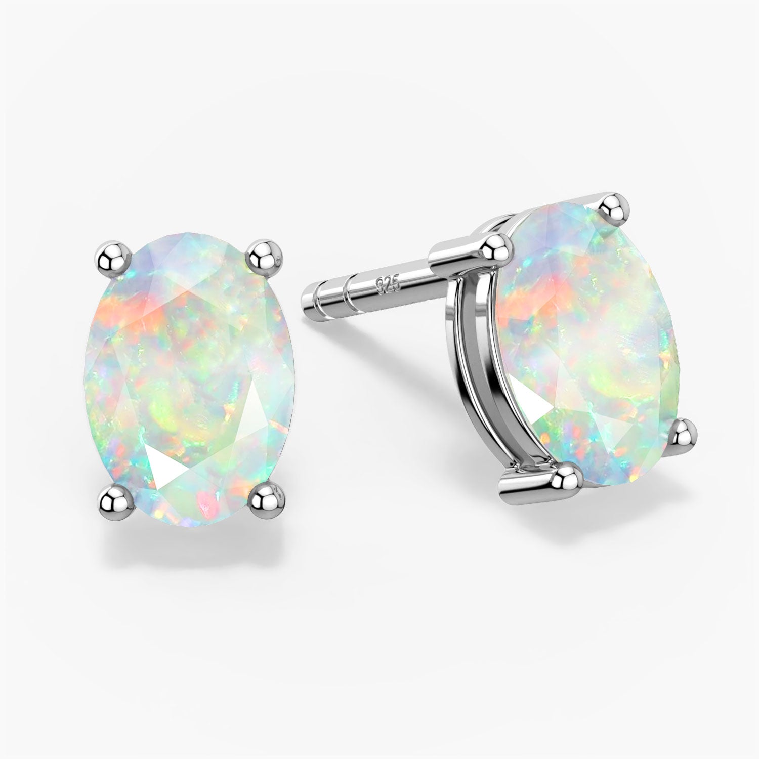 oval cut opal earrings