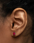 Ruby Oval Stud Earrings - Sterling Silver