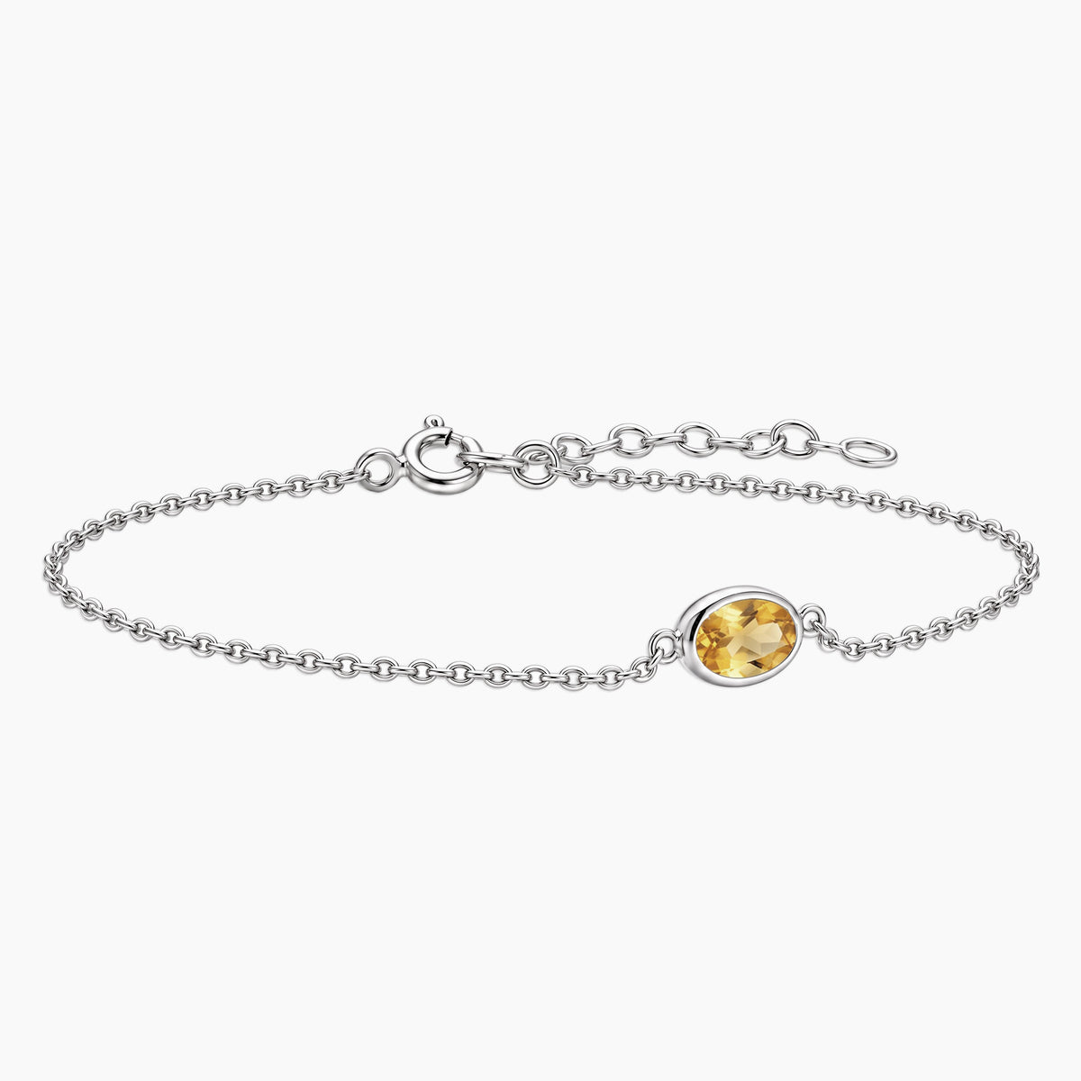Citrine Oval Solitaire Bracelet in Sterling Silver – November Birthstone | Irosk