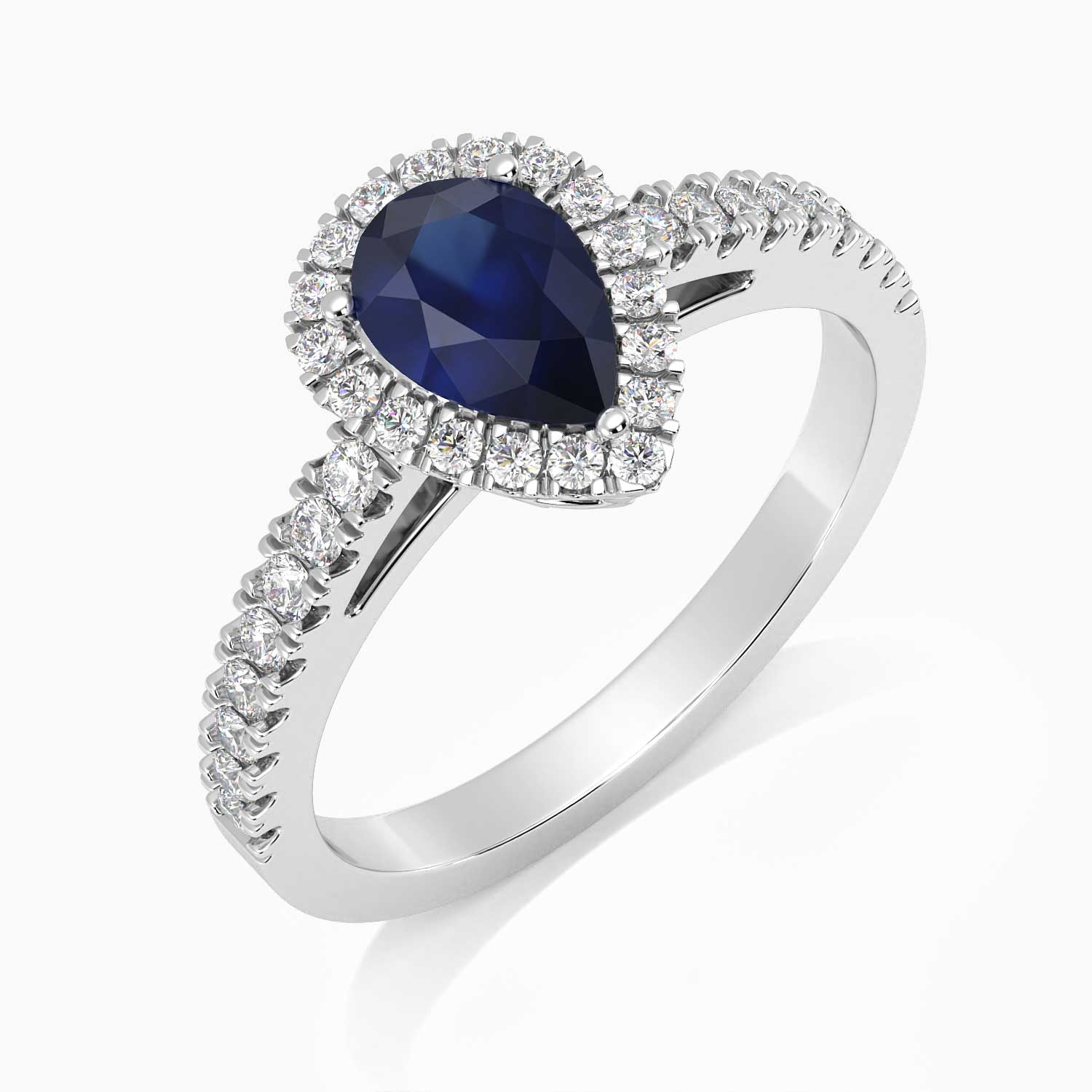 side view of pear shape sapphire ring