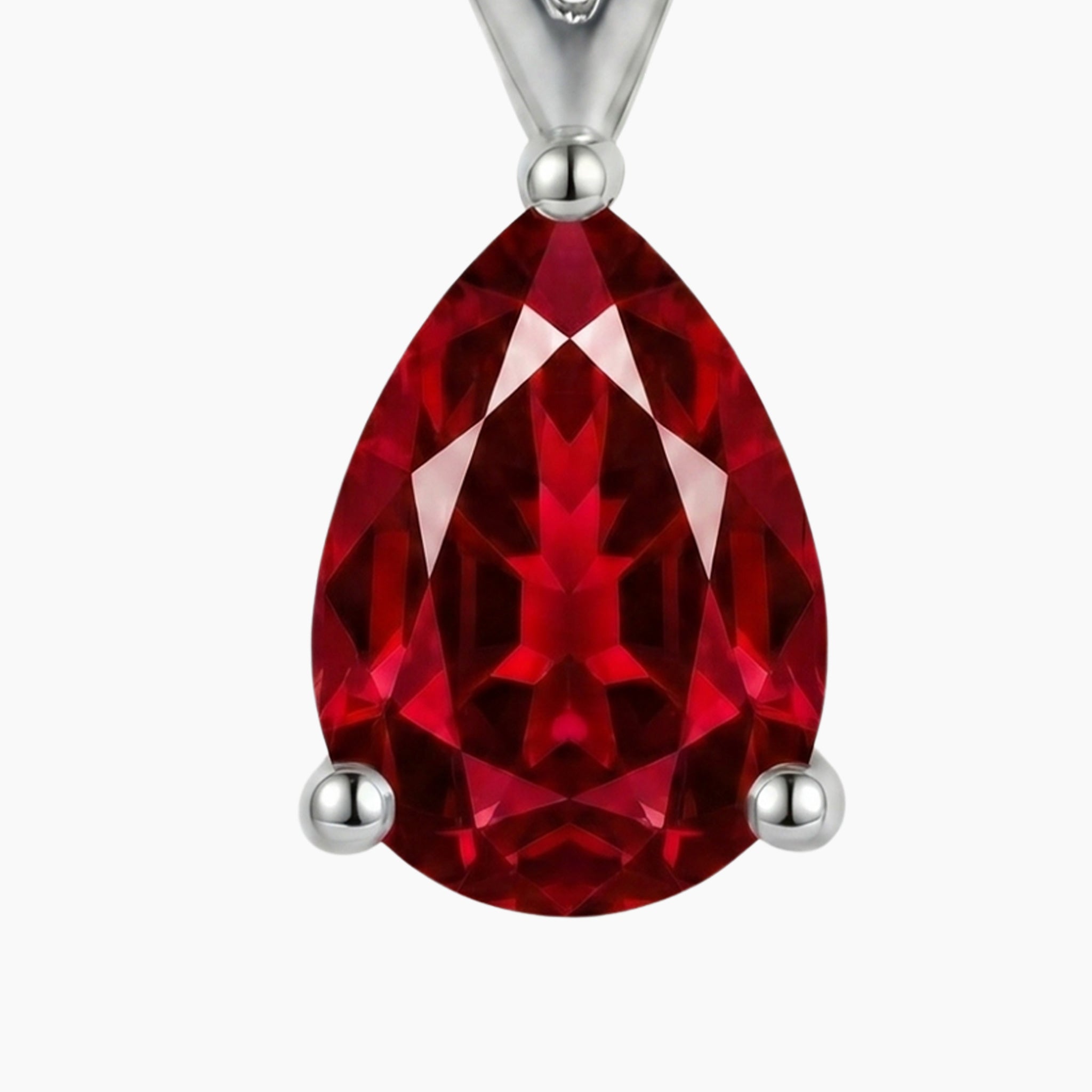 Ruby Pear Pendant Necklace in Sterling Silver | Irosk
