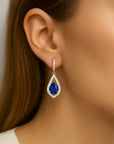 Sapphire Pear Shape Dangling Earrings in Sterling Silver | Irosk