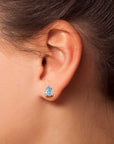 Aquamarine Pear-Cut Stud Earrings in Sterling Silver | Irosk Australia