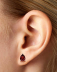 Garnet Pear Cut Stud Earrings in Sterling Silver - Irosk Australia ®