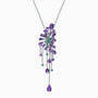 Amethyst & Lab Emerald Drop Pendant Necklace in Silver | Gun Metal Plating