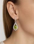 Peridot Pear Shape Dangling Earrings in Sterling Silver | Irosk