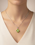 Peridot Cluster Pendant Necklace in Sterling Silver | August Birthstone