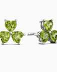 Peridot Silver Stud Earrings | Flower Shape in Sterling Silver | Irosk ®