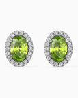 Oval Peridot Halo Stud Earrings – Sterling Silver | Irosk