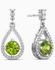 Peridot Halo Drop Earrings in Sterling Silver – August Birthstone